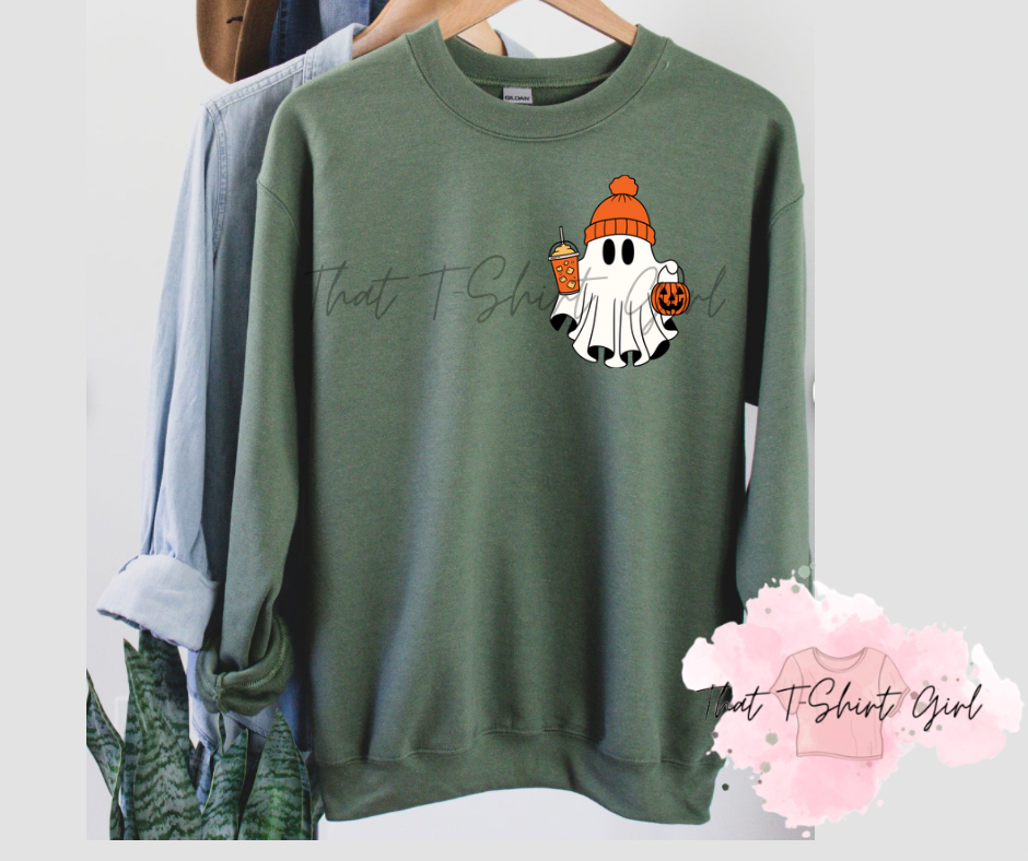 Ghost with iced coffee sweatshirt